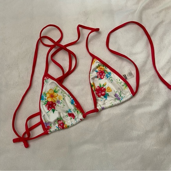 New! Frankie's Bikinis Nick Triangle Bikini Top tropical floral 1021 - Picture 2 of 8